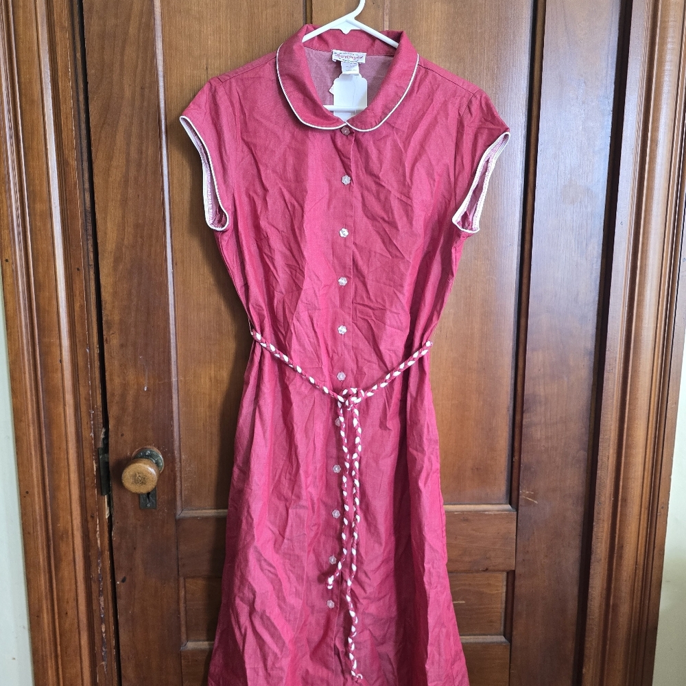 Lanz of Salzburg Medium Red Button Down Dress